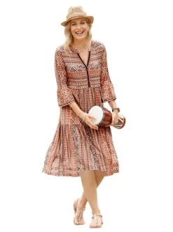 S.Oliver Midi-jurk Met Een Bindceintuur -TrendyTijd Verkoop ambria jerseyjurk oranje 4