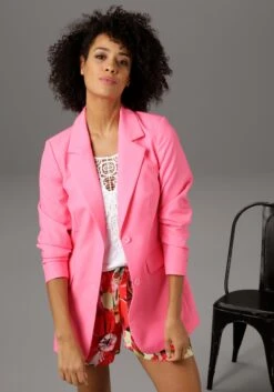 HECHTER PARIS Midi-jurk -TrendyTijd Verkoop aniston casual lange blazer in trendy kleurenpalet roze