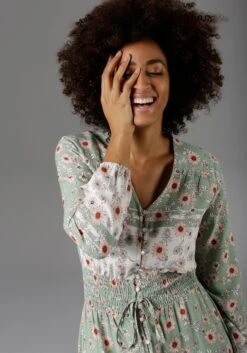 Aniston CASUAL Maxi-jurk Met Fijne Bloemenprint En Patch-look 23 Aniston CASUAL Maxi-jurk Met Fijne Bloemenprint En Patch-look -TrendyTijd Verkoop aniston casual maxi jurk met fijne bloemenprint en patch look groen 2