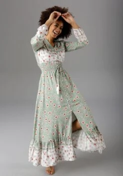 Aniston CASUAL Maxi-jurk Met Fijne Bloemenprint En Patch-look