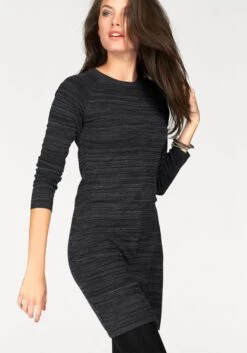 Eterna Jurk Met Overhemdkraag -TrendyTijd Verkoop aniston casual tricotjurk met een ritssluiting grijs