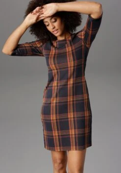 Aniston SELECTED Geruite Jurk Met Galons