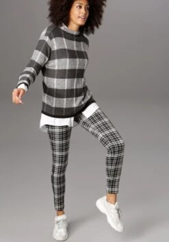 STREET ONE Gedessineerde Jurk In Drie Verschillende Printvarianten -TrendyTijd Verkoop aniston selected legging modieuze jacquard zwart 1