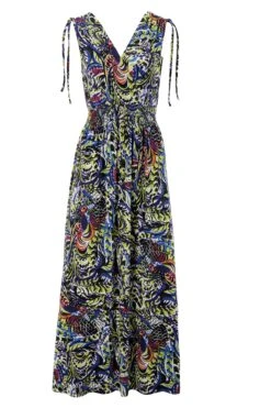 Aniston SELECTED Maxi-jurk Met Brede Bandjes Voor Het Aanrimpelen -TrendyTijd Verkoop aniston selected maxi jurk met brede bandjes voor het aanrimpelen multicolor 5