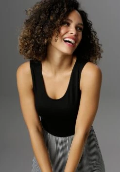 Aniston SELECTED Maxi-jurk Met Gestreepte Rok -TrendyTijd Verkoop aniston selected maxi jurk met gestreepte rok zwart 4