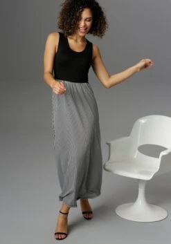 Aniston SELECTED Maxi-jurk Met Gestreepte Rok -TrendyTijd Verkoop aniston selected maxi jurk met gestreepte rok zwart 5