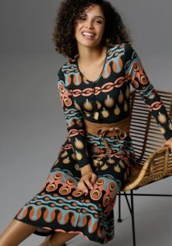 Aniston SELECTED Midi-jurk Met Knoopsluiting -TrendyTijd Verkoop aniston selected midi jurk met knoopsluiting groen 4