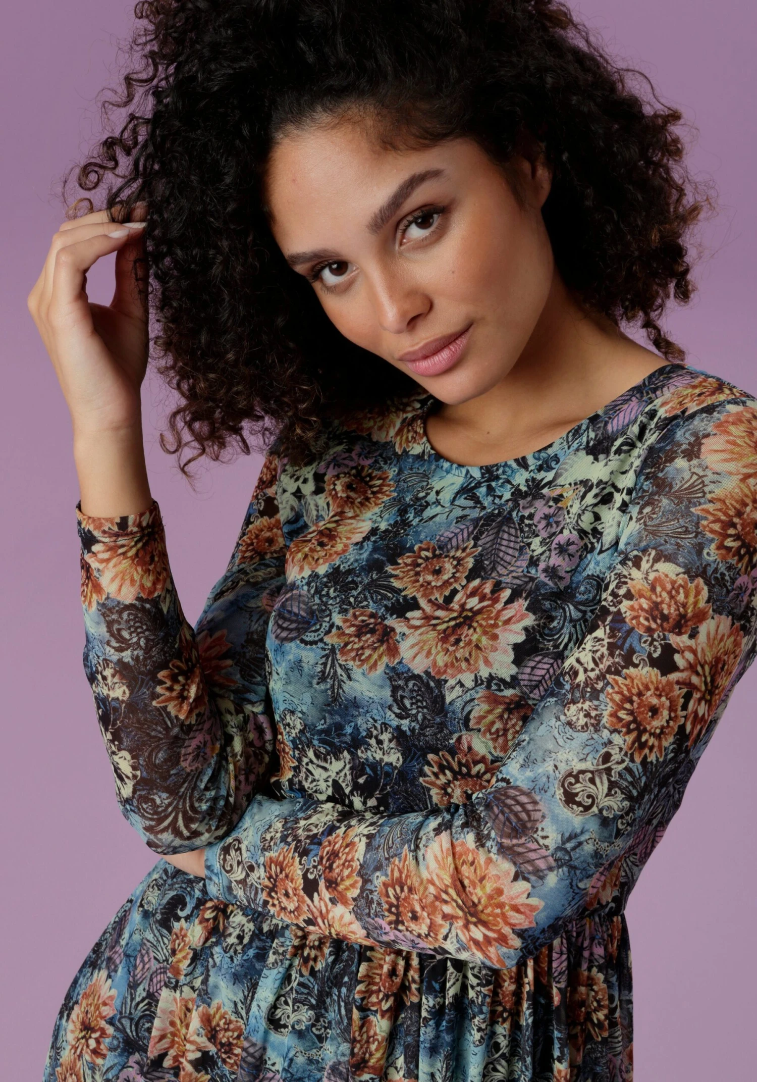 Aniston SELECTED Midi-jurk Met Transparante Mouwen, Nieuwe Collectie 5 Aniston SELECTED Midi-jurk Met Transparante Mouwen, Nieuwe Collectie - Afbeelding 3