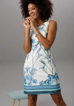 Classic Inspirationen Jurk In A-lijn Jurk -TrendyTijd Verkoop aniston selected zomerjurk met een chique print blauw 1