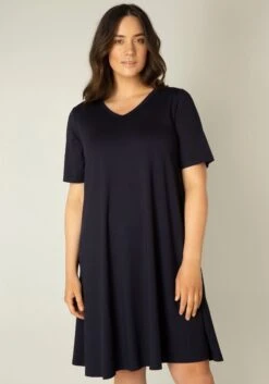 Tom Tailor Denim Meshjurk Gedessineerde Midi-jurk Van Mesh (1-delig) -TrendyTijd Verkoop base level curvy shirtjurk abernathy in een iets uitlopend model blauw