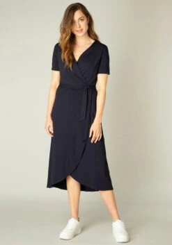 Laura Scott Midi-jurk Met Smoking -TrendyTijd Verkoop base level wikkeljurk yvie in prettige elastische kwaliteit blauw 1