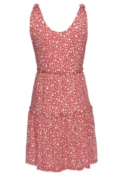 Beachtime Gedessineerde Jurk Met Modieuze Volants -TrendyTijd Verkoop beachtime gedessineerde jurk met modieuze volants rood 3