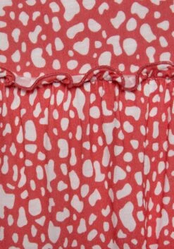 Beachtime Gedessineerde Jurk Met Modieuze Volants -TrendyTijd Verkoop beachtime gedessineerde jurk met modieuze volants rood 5