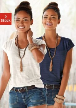 Vivance Mini-jurk Met Gedessineerde Top -TrendyTijd Verkoop beachtime t shirt met fijne strepen set van 2 multicolor