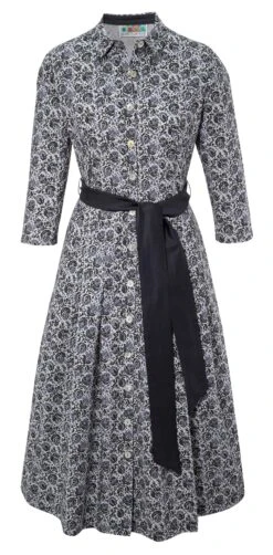 Berwin & Wolff Folklorejurk Dames, Modieuze Jurk Met Overhemdkraag (2-delig, Met Bindstrik)