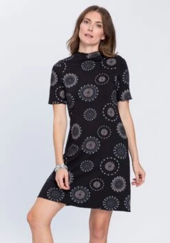 S.Oliver BLACK LABEL Midi-jurk -TrendyTijd Verkoop boysens jerseyjurk in een iets uitlopend model nieuwe kleuren zwart