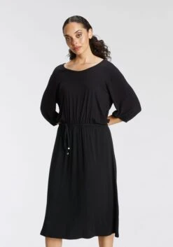 S.Oliver BLACK LABEL Midi-jurk Jurk Van Viscose-stretch (1-delig) -TrendyTijd Verkoop bruno banani jerseyjurk met bindceintuur nieuwe collectie zwart