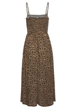 Buffalo Midi-jurk Met Een Gesmokte Top En Animal-print -TrendyTijd Verkoop buffalo midi jurk met een gesmokte top en animal print bruin 2