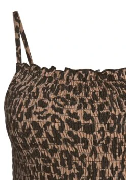 Buffalo Midi-jurk Met Een Gesmokte Top En Animal-print -TrendyTijd Verkoop buffalo midi jurk met een gesmokte top en animal print bruin 3
