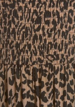 Buffalo Midi-jurk Met Een Gesmokte Top En Animal-print -TrendyTijd Verkoop buffalo midi jurk met een gesmokte top en animal print bruin 4