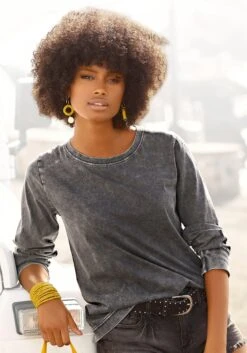 S.Oliver RED LABEL Beachwear Maxi-jurk Met Randprint 35 S.Oliver RED LABEL Beachwear Maxi-jurk Met Randprint -TrendyTijd Verkoop buffalo shirt met lange mouwen met modieuze jeanswassing grijs 1