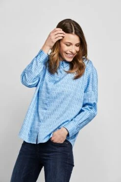 Heine Zomerjurk Linnen Jurk 31 Heine Zomerjurk Linnen Jurk -TrendyTijd Verkoop bugatti blouse met lange mouwen met grafische print blauw 1