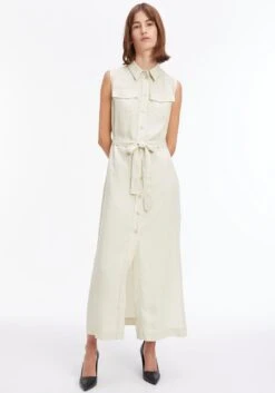 TRIANGLE Midi-jurk -TrendyTijd Verkoop calvin klein jurk met overhemdkraag set 2 delig met een bindceintuur 3