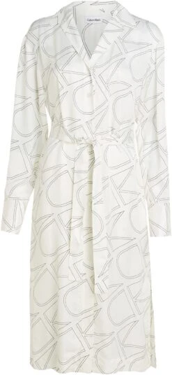 Calvin Klein Jurk Met Overhemdkraag (set, 2-delig, Met Een Bindceintuur) -TrendyTijd Verkoop calvin klein jurk met overhemdkraag set 2 delig met een bindceintuur beige 3