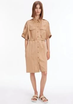 Calvin Klein Jurk Met Overhemdkraag (set, 2-delig, Met Een Bindceintuur)