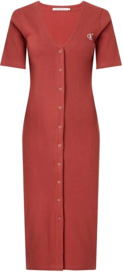 Calvin Klein Midi-jurk CK BUTTON THROUGH RIB LONG DRESS Met Ribstructuur 25 Calvin Klein Midi-jurk CK BUTTON THROUGH RIB LONG DRESS Met Ribstructuur -TrendyTijd Verkoop calvin klein midi jurk ck button through rib long dress met ribstructuur bruin 3
