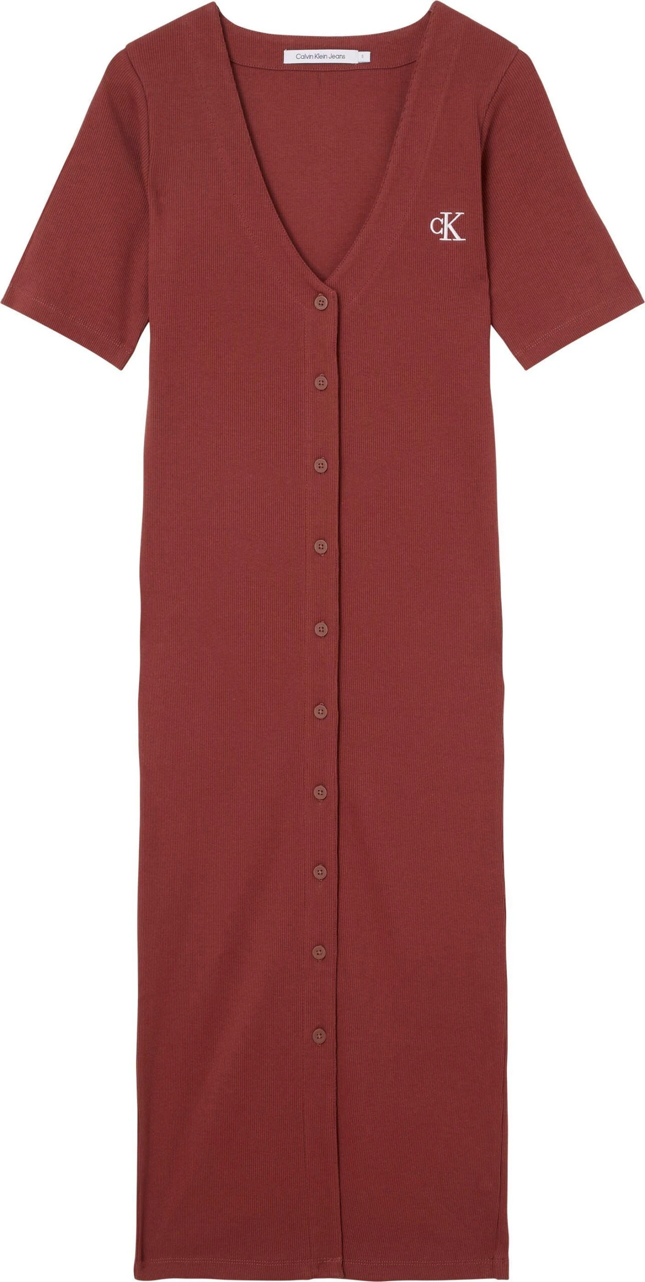 Calvin Klein Midi-jurk CK BUTTON THROUGH RIB LONG DRESS Met Ribstructuur 8 Calvin Klein Midi-jurk CK BUTTON THROUGH RIB LONG DRESS Met Ribstructuur - Afbeelding 6