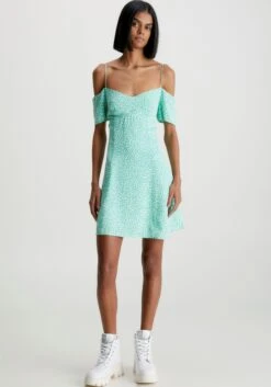 Calvin Klein Curve Jurk Met Overhemdkraag INCLU LINEN MIDI DRESS -TrendyTijd Verkoop calvin klein off shoulderjurk 2