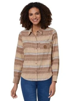 Only Mini-jurk ONLIBI LS O-NECK DRESS CC KNT -TrendyTijd Verkoop casual looks flanellen blouse bruin 2