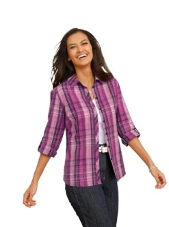 Heine Zomerjurk Gedessineerde Jurk -TrendyTijd Verkoop casual looks flanellen blouse roze 1