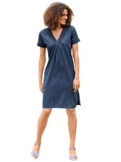 Heine Maxi-jurk Linnen Jurk -TrendyTijd Verkoop casual looks jeansjurk blauw 1