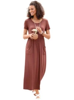 Y.A.S Jurk Met Overhemdkraag YASSAVANNA 2/4 SHIRT DRESS S. NOOS -TrendyTijd Verkoop casual looks jerseyjurk bruin