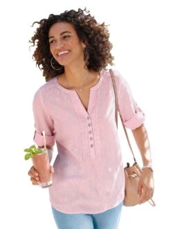 Heine Kanten Jurk 27 Heine Kanten Jurk -TrendyTijd Verkoop casual looks overhemdblouse roze
