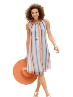 Creation L Gedessineerde Jurk Jerseyjurk -TrendyTijd Verkoop casual looks zomerjurk blauw