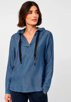 LINEA TESINI By Heine Jurk Met Overhemdkraag Jurk -TrendyTijd Verkoop cecil blouse met lange mouwen blauw