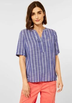 Heine Chiffonjurk Gedessineerde Jurk -TrendyTijd Verkoop cecil blouse zonder sluiting in streep look blauw