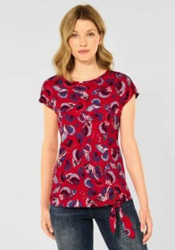 Marc O'Polo Jurk Met Overhemdkraag -TrendyTijd Verkoop cecil blouse zonder sluiting met aangeknipte mouwen en multicolour print rood