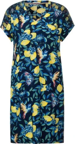 Cecil Gedessineerde Jurk Met Tropische All-over Print -TrendyTijd Verkoop cecil gedessineerde jurk met tropische all over print blauw 2