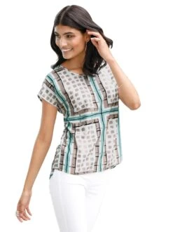 Heine Kokerjurk Gedessineerde Jurk 23 Heine Kokerjurk Gedessineerde Jurk -TrendyTijd Verkoop classic basics blouse zonder sluiting bruin