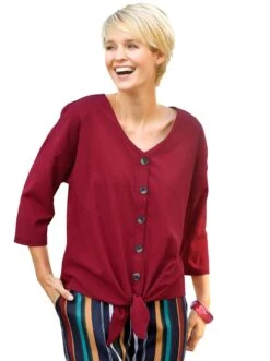 Lady Jurk In A-lijn Jurk -TrendyTijd Verkoop classic basics gekreukte blouse rood 2