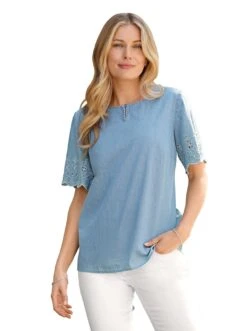 Heine Gedessineerde Jurk Jerseyjurk 33 Heine Gedessineerde Jurk Jerseyjurk -TrendyTijd Verkoop classic inspirationen blouse met kraagstrik blauw