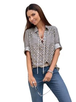 Heine Jurk Met Overhemdkraag -TrendyTijd Verkoop classic inspirationen blouse zonder sluiting bruin 1