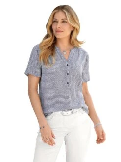 Comma Midi-jurk Met Breimotief All-over -TrendyTijd Verkoop classic inspirationen gedessineerde blouse beige 1