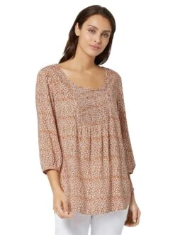 Aniston SELECTED Gedessineerde Jurk -TrendyTijd Verkoop classic inspirationen gedessineerde blouse oranje