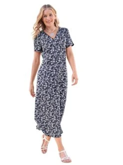 Classic Inspirationen Gedessineerde Jurk -TrendyTijd Verkoop classic inspirationen gedessineerde jurk blauw 4