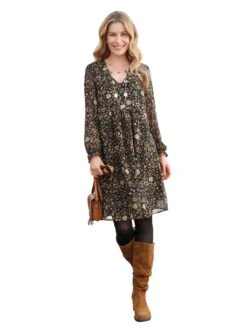 Aniston CASUAL Maxi-jurk (Met Een Bindceintuur) -TrendyTijd Verkoop classic inspirationen gedessineerde jurk zwart 4